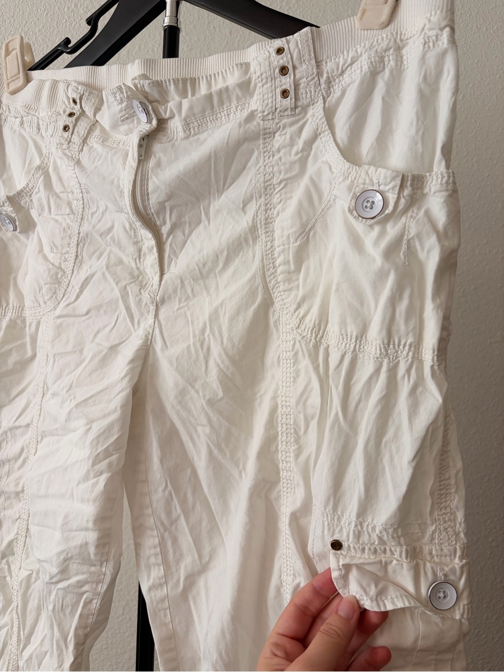 Chico’s Y2K Cargo Capris in White